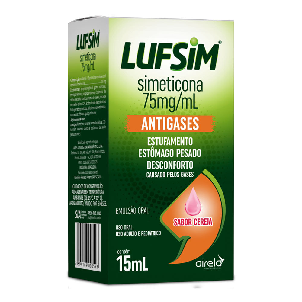 LUFSiM 75mg/ml Antigases Sabor Cereja Gotas 15ml