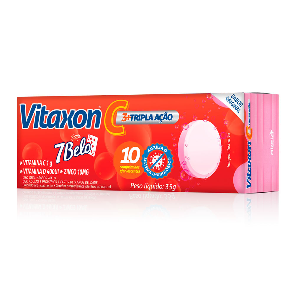 Vitaxon C + Zinco Tripla Ação Vitamina C 1g e Zinco 10mg Sabor Original 7Belo 35g
