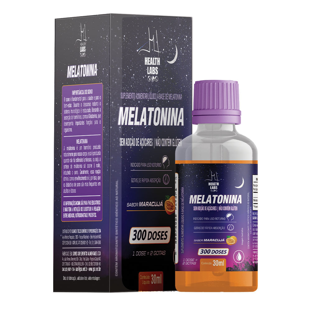 Melatonina Health Labs 300 Doses Sabor Maracujá 30ml