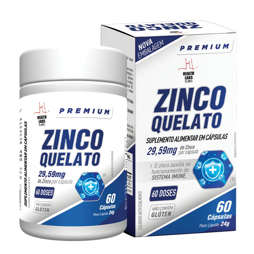 Zinco Quelato Health Labs 60 Cápsulas
