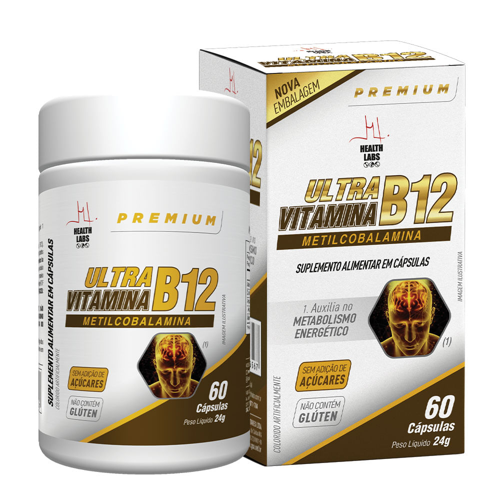 Ultra Vitamina B12 Health Labs com 60 Cápsulas