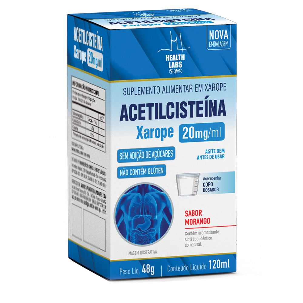 Acetilcisteína 40mg/ml Sabor Morango Xarope 120ml