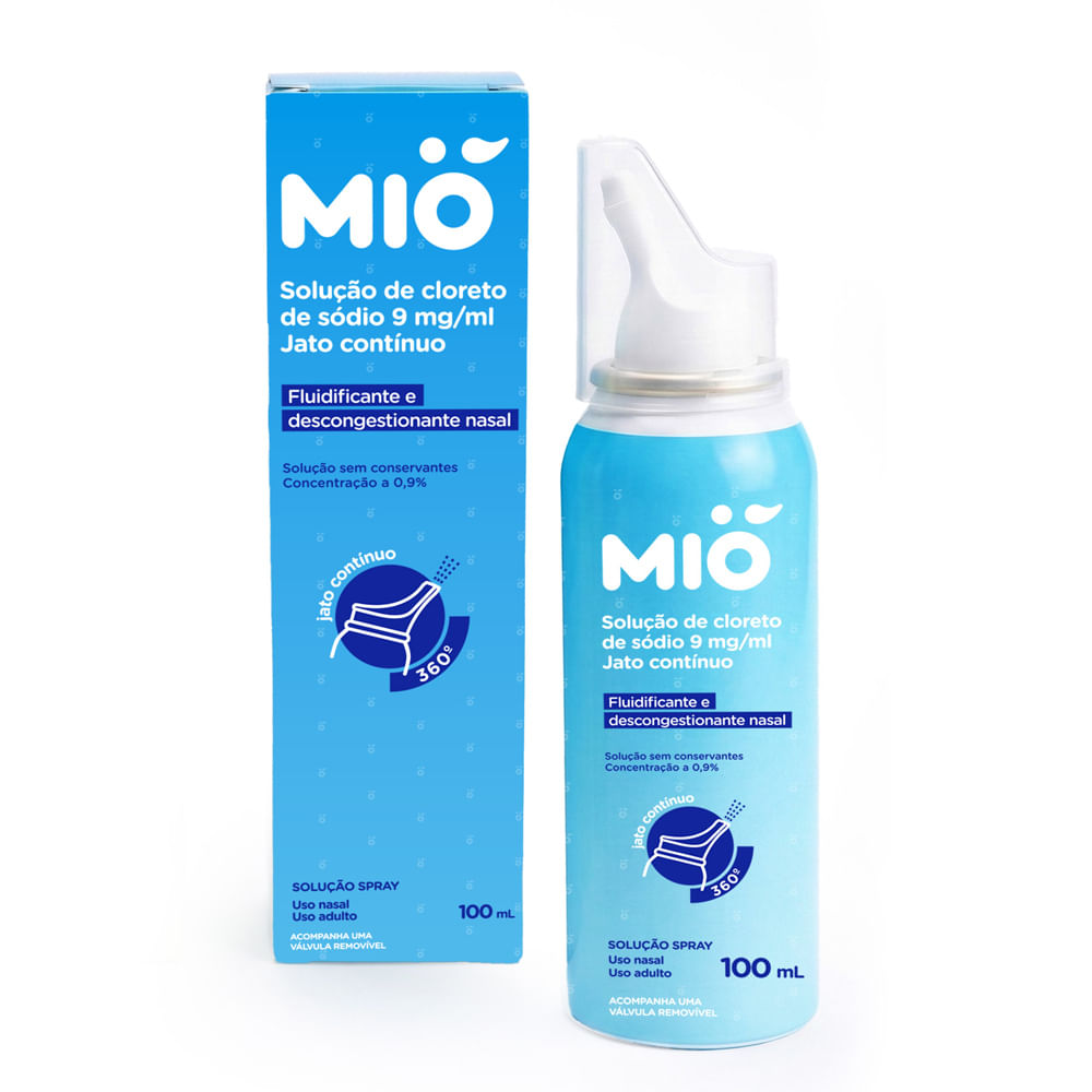 Fluidificante e Descongestionante Nasal 0,9% Mió Jato Contínuo 360° 100ml