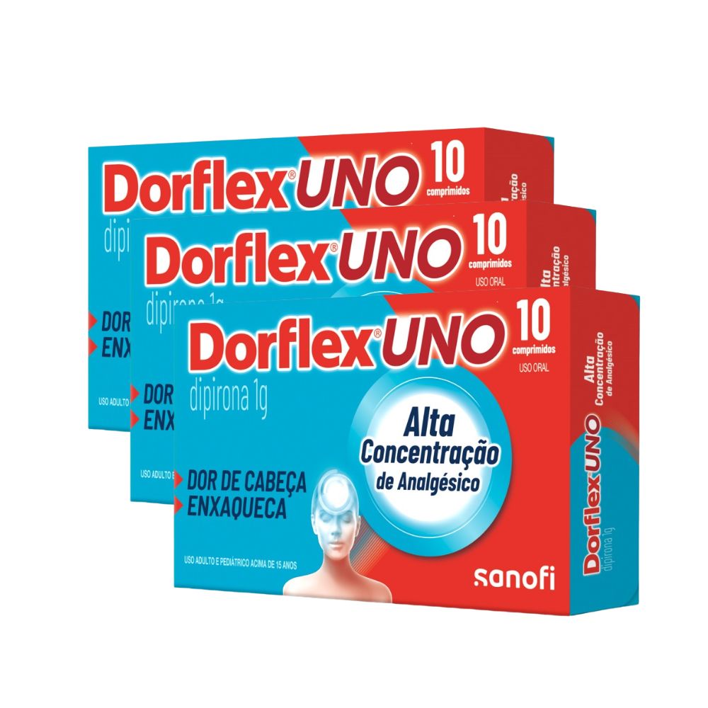 Kit 3 Dorflex Uno Enxaqueca Dipirona 1G 10 Comprimidos