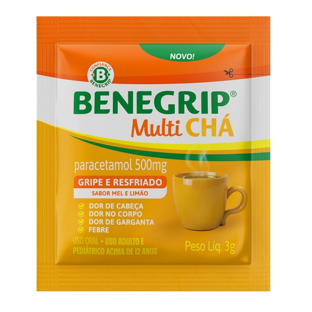 Benegrip Multi Chá Sabor Mel e Limão com 1 Envelope de 3g