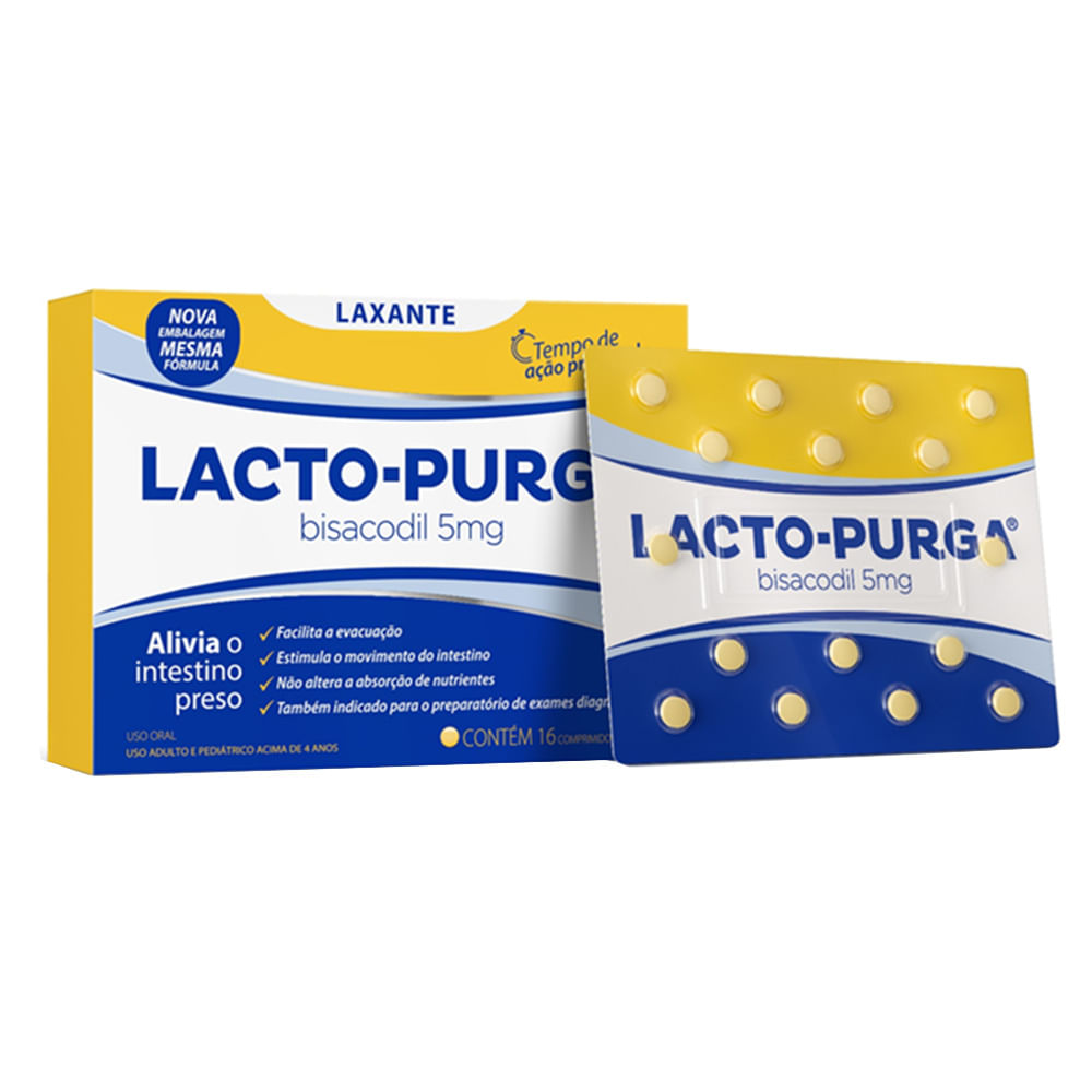 Lacto Purga Laxante 5mg com 16 Comprimidos Revestidos