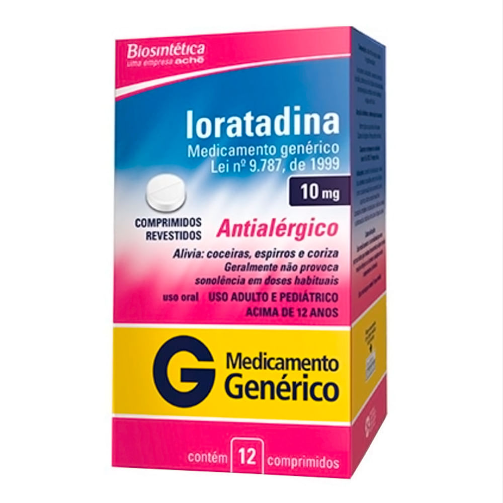 Loratadina 10mg Biosintética Genérico com 12 Comprimidos