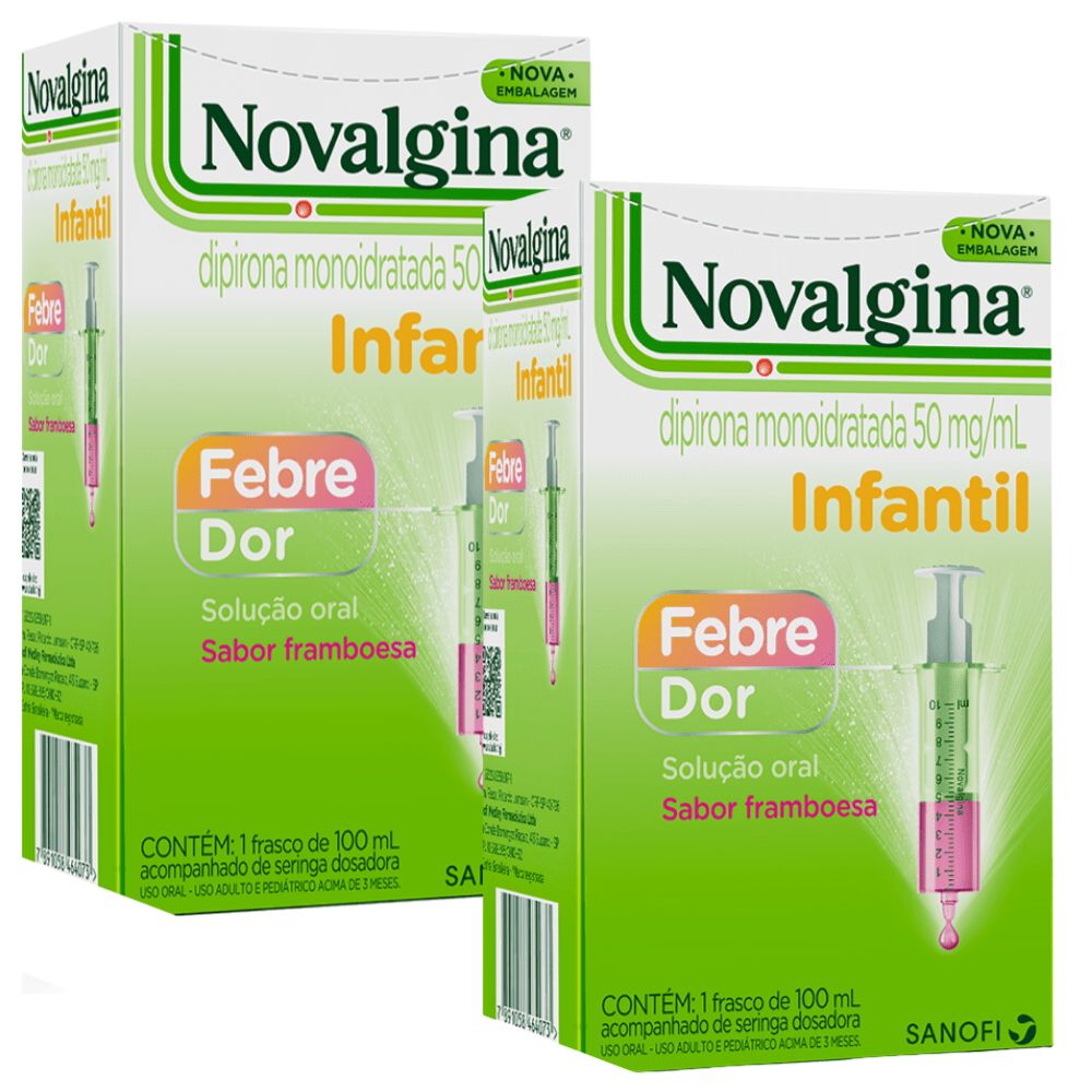 Kit 2 Novalgina Infantil Seringa Solução Oral 100ml Dipirona