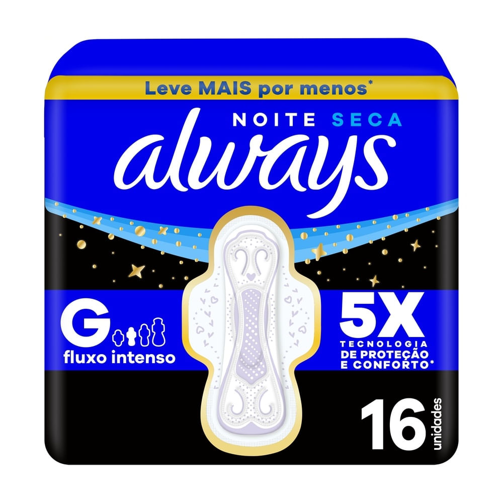 Absorvente Always Noite Seca com Abas 16 Unidades