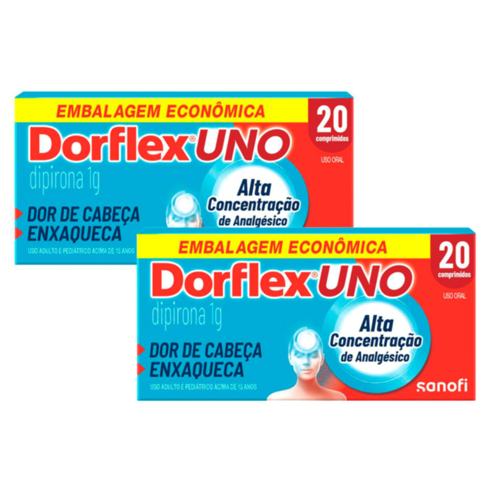Kit 2 Dorflex Uno Enxaqueca Dipirona 1G 20 Comprimidos